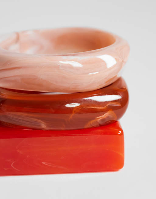 Topshop – Flo – Röda, orange och rosa armband i harts, 3-pack, 2 av 3