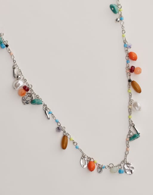 Topshop Flo short bead necklace in multi