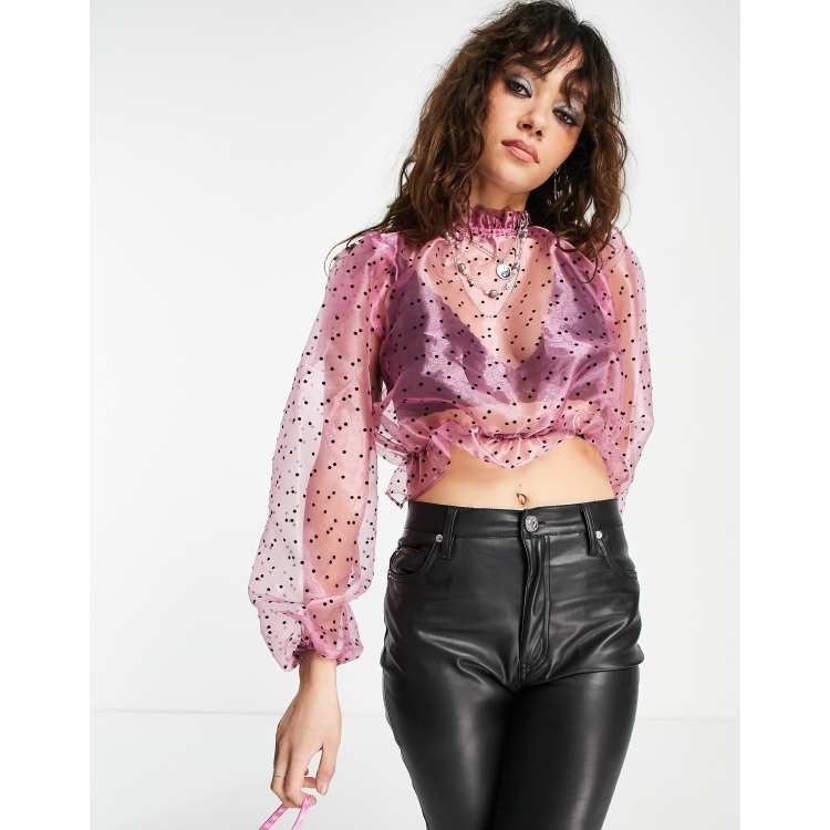 Polka dot cheap crop blouse