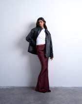 Topshop flood length maxi bias skirt in burgundy