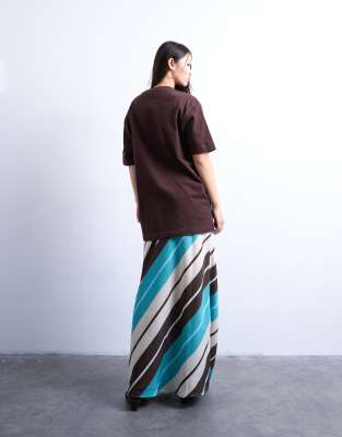 Topshop Floor Length Cupro Bias Maxi Skirt In Multi