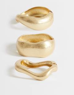 Flora 3 pack bangles in gold tone