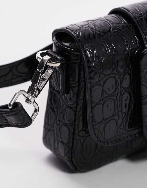 Women's Vintage Black Leather Mini Crossbody Bag