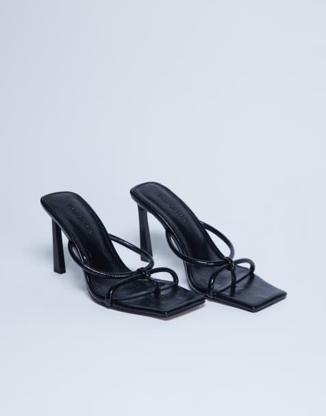 Topshop Flora strappy toe loop high heel in black - view 1