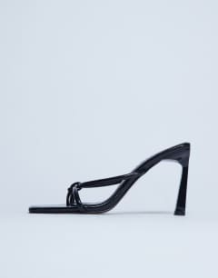 Flora strappy toe loop high heel in black