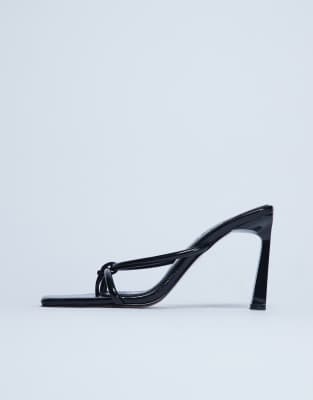Topshop Flora Strappy Toe Loop High Heels In Black