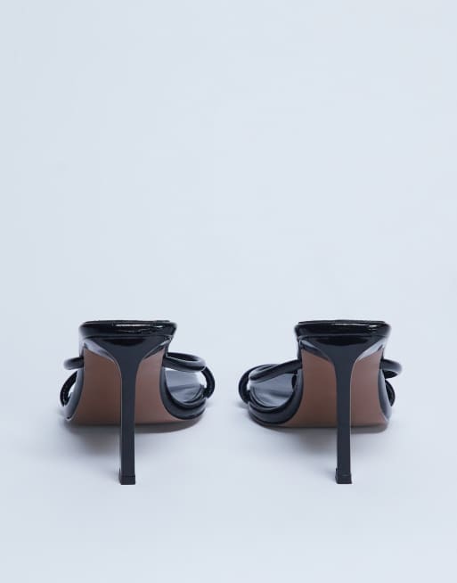 Topshop Flora strappy toe loop high heels in black, 4 of 4