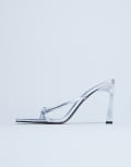 [Topshop] Topshop Flora strappy toe loop high heels in silver 41 SILVER