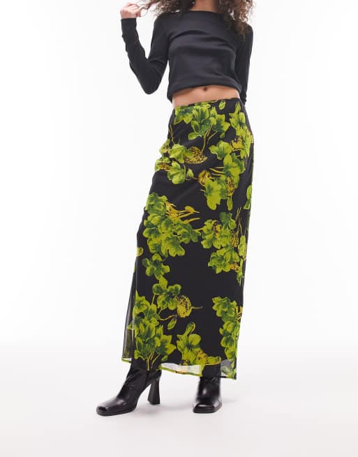 Black skirt 2025 yellow flowers