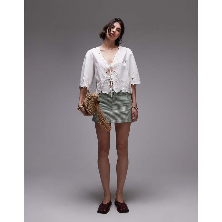 Topshop floral cutwork bed jacket in ivory with beige