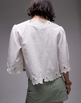 Topshop Floral Cutwork Bed Jacket