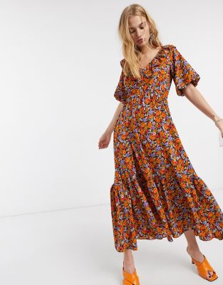 topshop orange floral dress