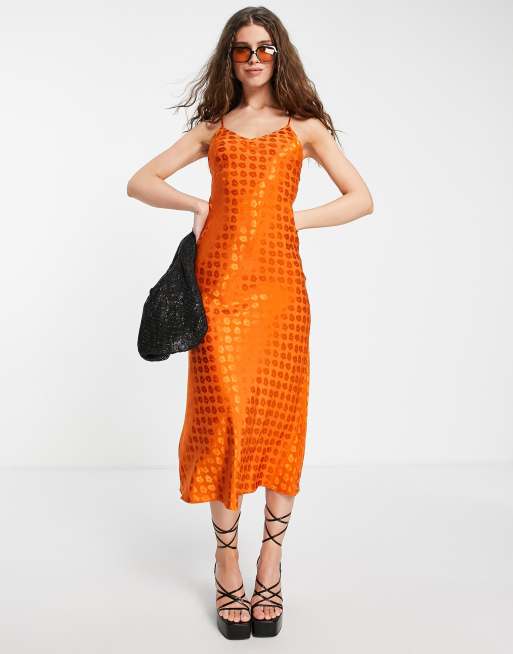 Topshop orange best sale silk dress