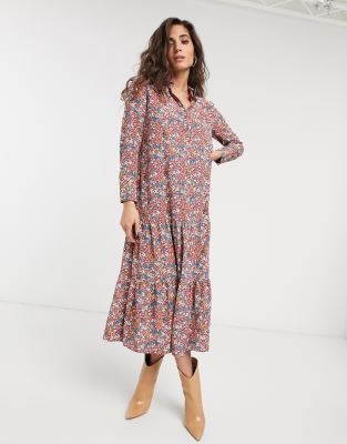 floral midi shirt dress
