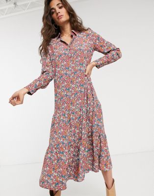 floral midi shirt dress