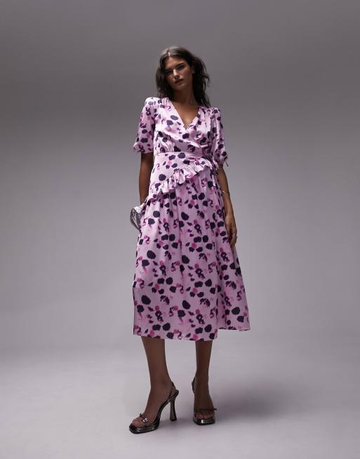 Zara pink shop floral midi dress