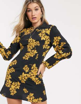 topshop black floral dress