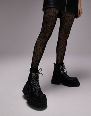 Topshop floral net tights in black - ASOS Price Checker