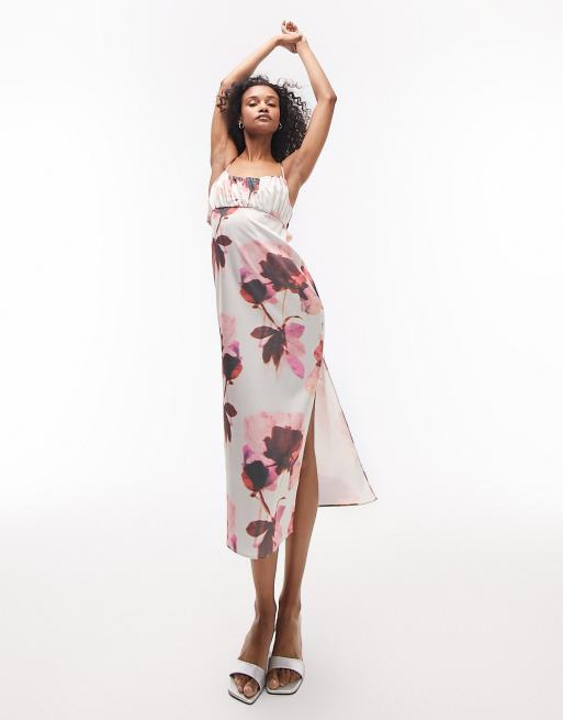 Satin floral clearance midi dress topshop