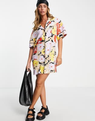 topshop floral shirt dress