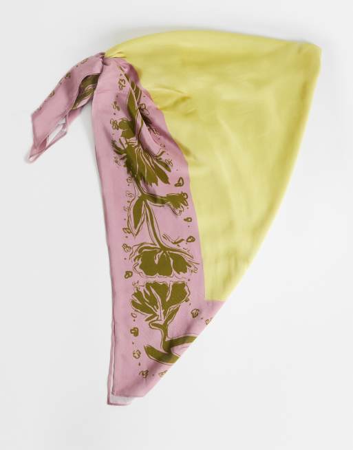 Topshop floral print waist belt in pink and yellow, 2 of 5