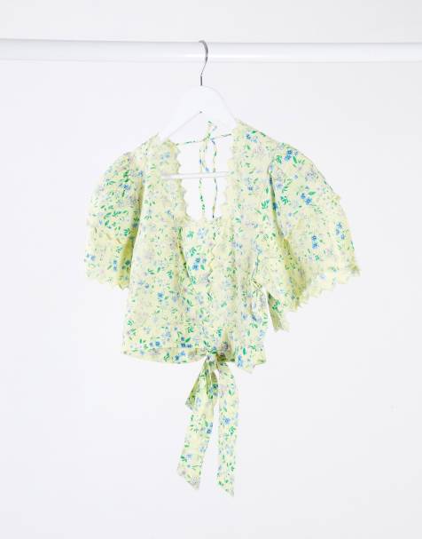 Topshop floral print wrap sun top in multi