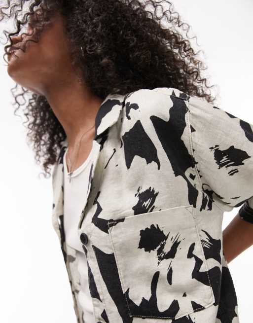 Topshop floral resort shirt in monochrome part of a set ASOS