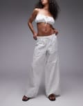 [Topshop] Topshop floral stitch straight leg pants in white 14 white
