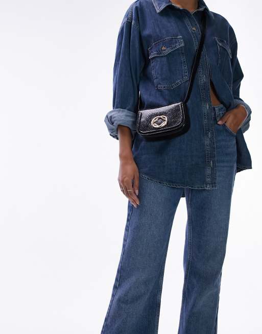 Topshop - Florence - Crossbody tas met metalen detail in zwart
