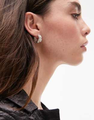 Topshop Topshop Florida hammered hoop earrings in silver tone