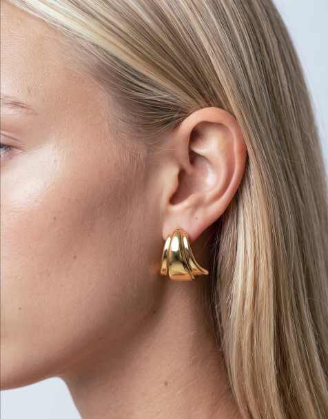 Topshop Flossie-örhänge i rostfritt stål, guld - view 1