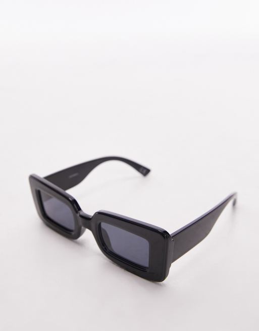 Topshop Flossie oversized rectangular sunglasses in black, 2 of 4