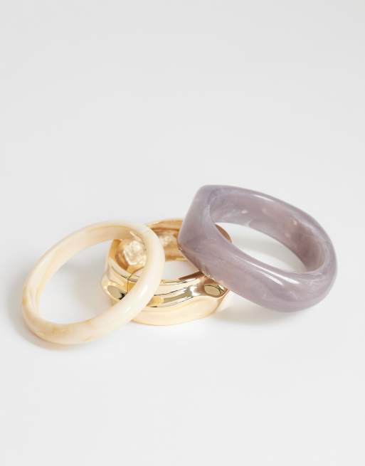 Topshop – Flower – Beige och guldfärgade armband i harts, 3-pack, 2 av 3