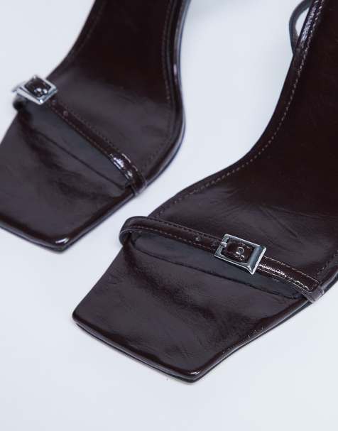 Topshop - Floyd - Sandales à talon haut, bout carré et brides à boucles - Chocolat - view 1