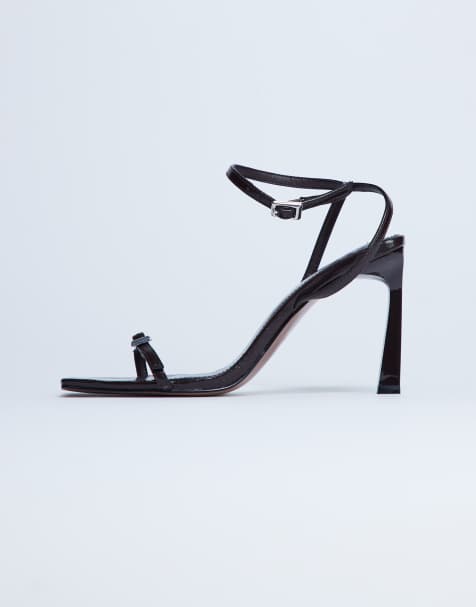 Topshop Floyd strappy square toe high heel in chocolate - view 1