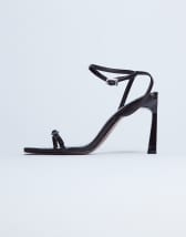 Topshop Floyd strappy square toe high heel in chocolate