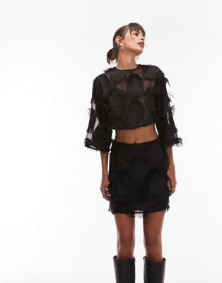 Topshop Fluffy Circle Pelmet Mini Skirt In Black - Part Of A Set