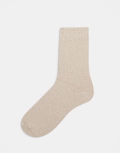 Fluffy cosy sock in beige