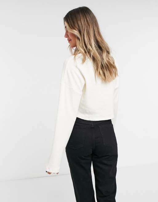 Topshop fluffy ribbed cardigan in cream, 2 of 4