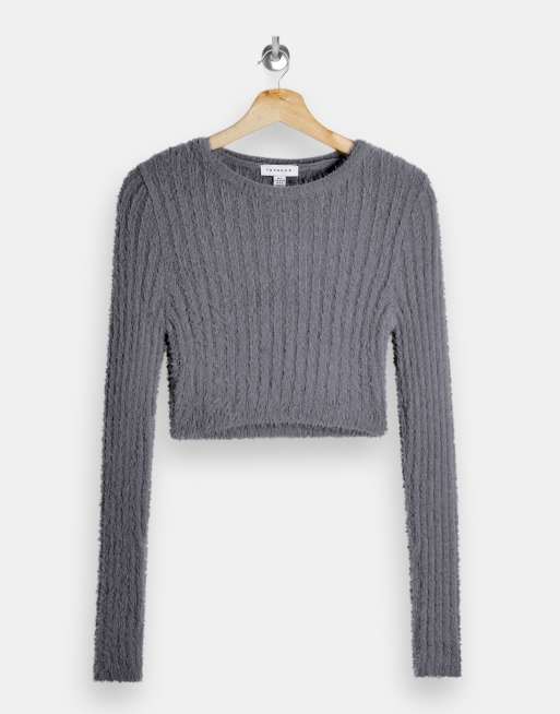 Gray crop top on sale sweater