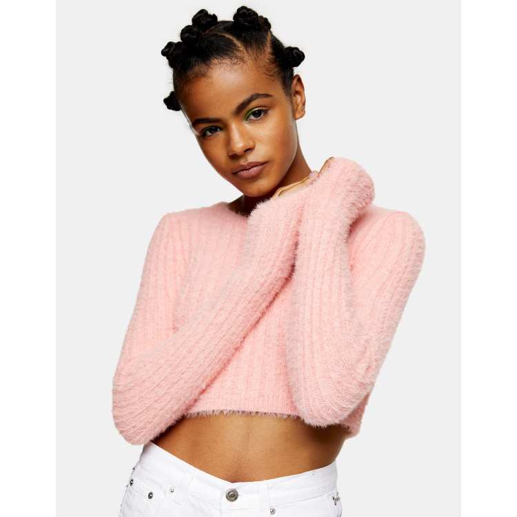 Topshop pink 2025 cropped jumper