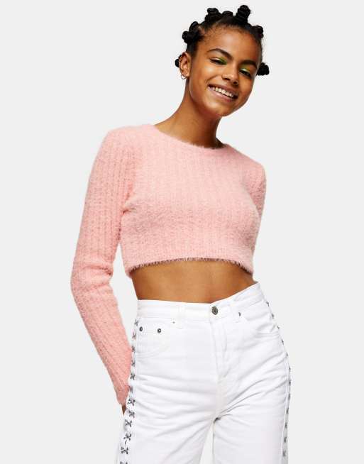 Cropped shop ribbed sweater