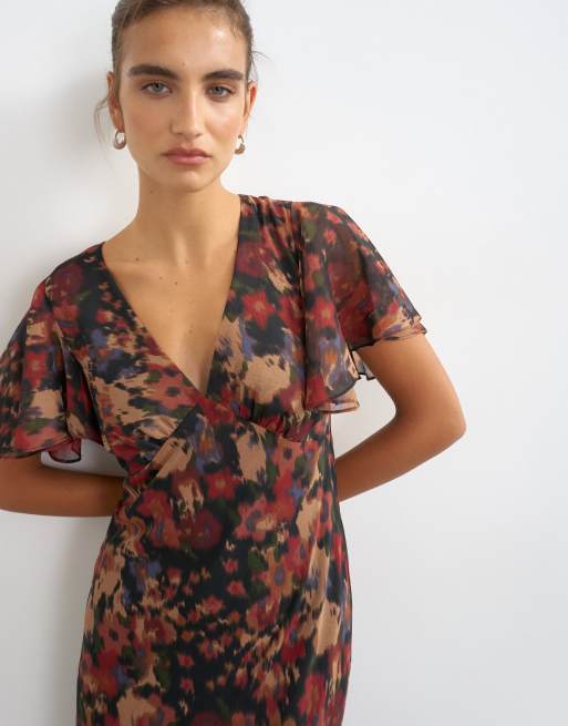 Topshop flutter sleeve floral print maxi dress, 3 of 4