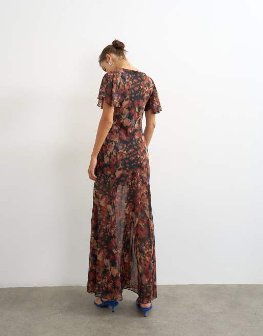 Topshop flutter sleeve floral print maxi dress, 4 of 4