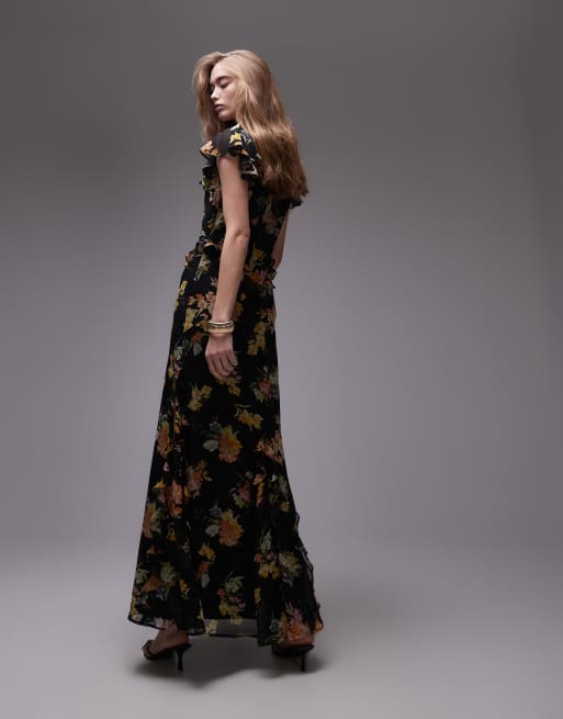 topshop ruffle midi dress Topshop + Pop Floral Ruffle Midi Dress