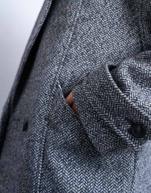 Topshop formal 80s double breast bomber with wool in grey, 4 of 4