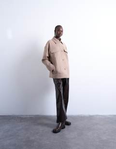 Model wearing Formal western jacket in mushroom