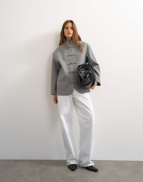 Topshop formalny płaszcz typu blazer w kolorze szarym - view 1