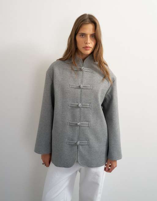Topshop formalny płaszcz typu blazer w kolorze szarym, 3 z 4