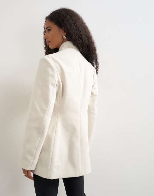 Topshop formeller Blazer-Mantel in Cremeweiß, 2 von 4